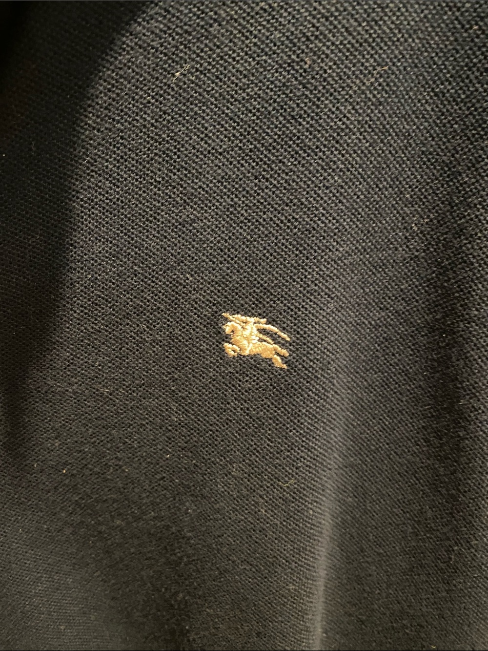 Burberry Black Long Sleeve Polo with Check Trim - Picture 3 of 7